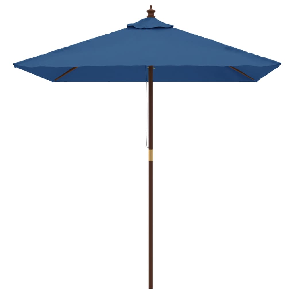 Vidaxl Parasol med træpol 198x198x231 cm azurblå