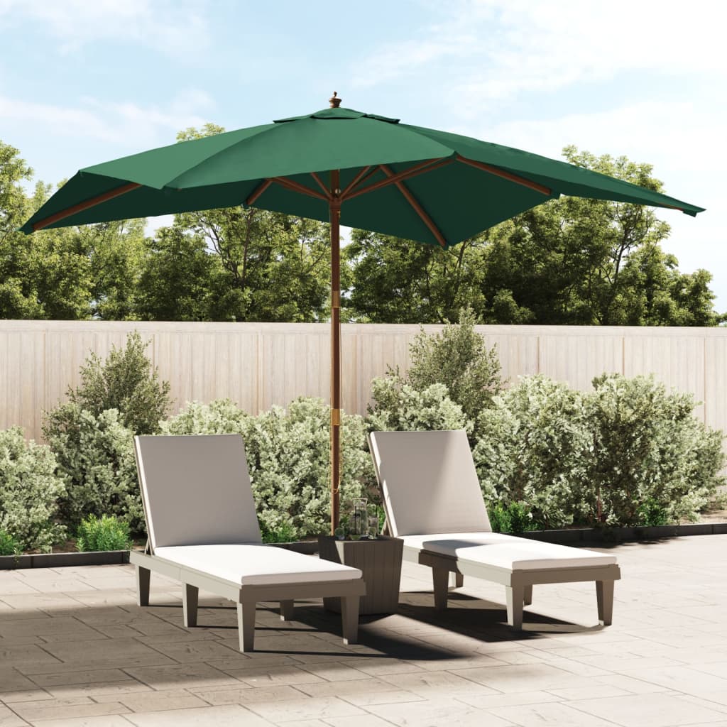 Vidaxl -parasol med trepol 300x300x273 cm grønn