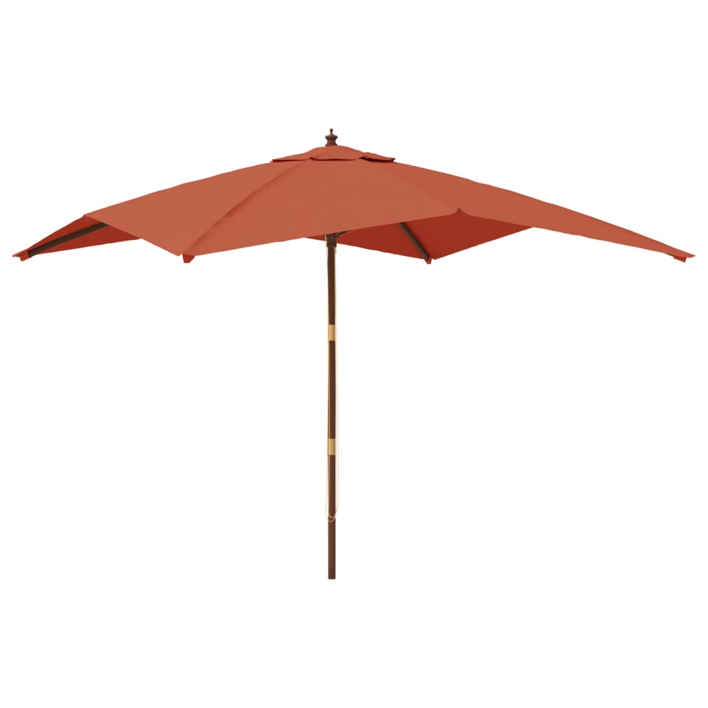 Vidaxl Parasol med trästol 300x300x273 cm terrakotta -färgad