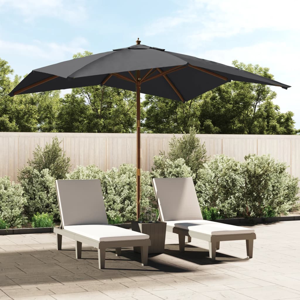 Vidaxl -Parasol mit Holzstange 300x300x273 cm Schwarz