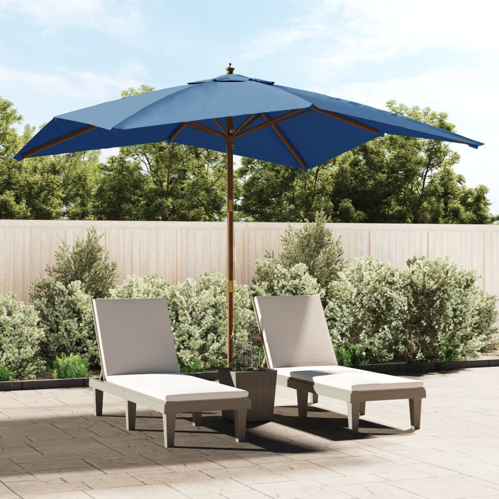 BIDAXL PARASOL MED TRÄST 300X300X273 CM AZURE BLÅ