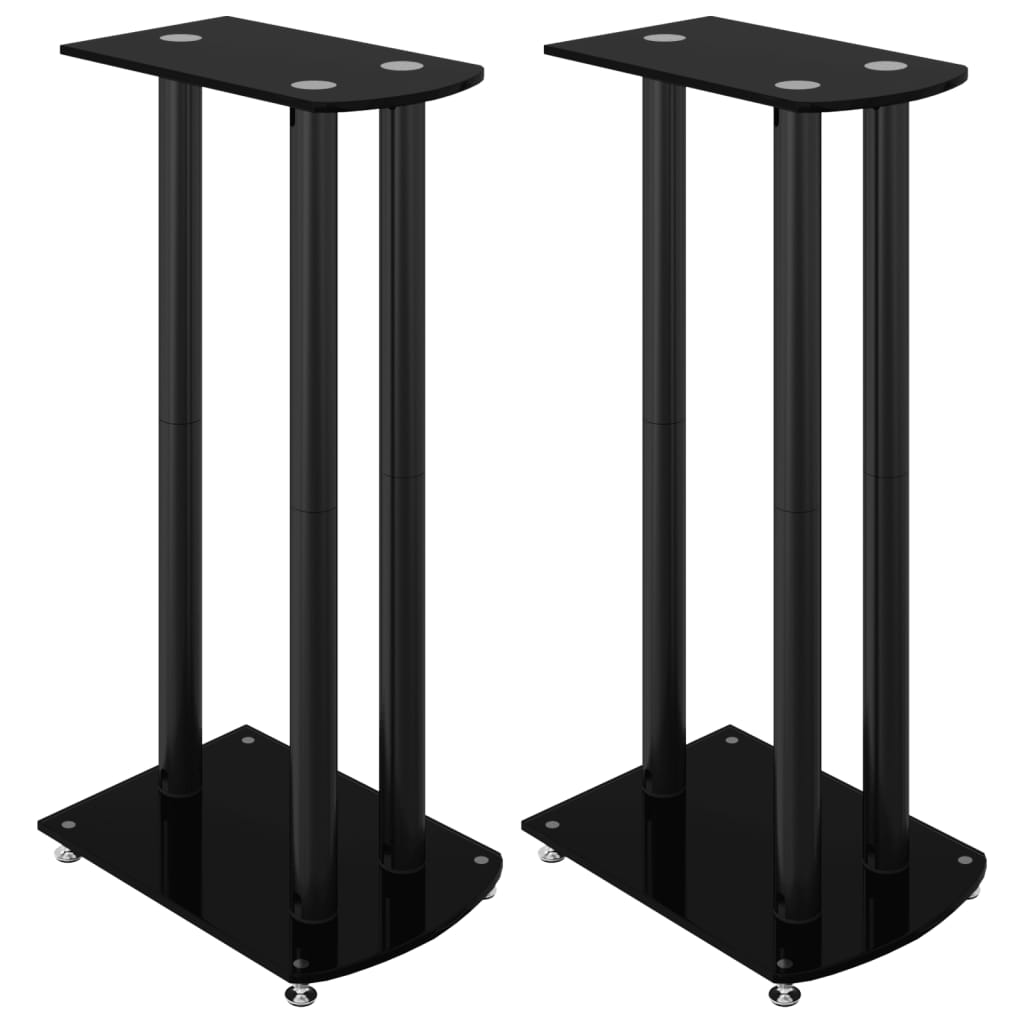 VidaXL Loudspeaker Standards 2 pcs 3 pillars hardened glass black