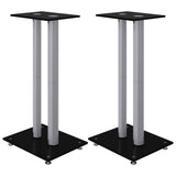 Vidaxl Loudspeaker Standards 2 pcs 2 pillars hardened glass black silver