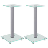 Vidaxl-Lautsprecherständer, 2 Stück, 1 Säule, gehärtetes Glas, silberfarben