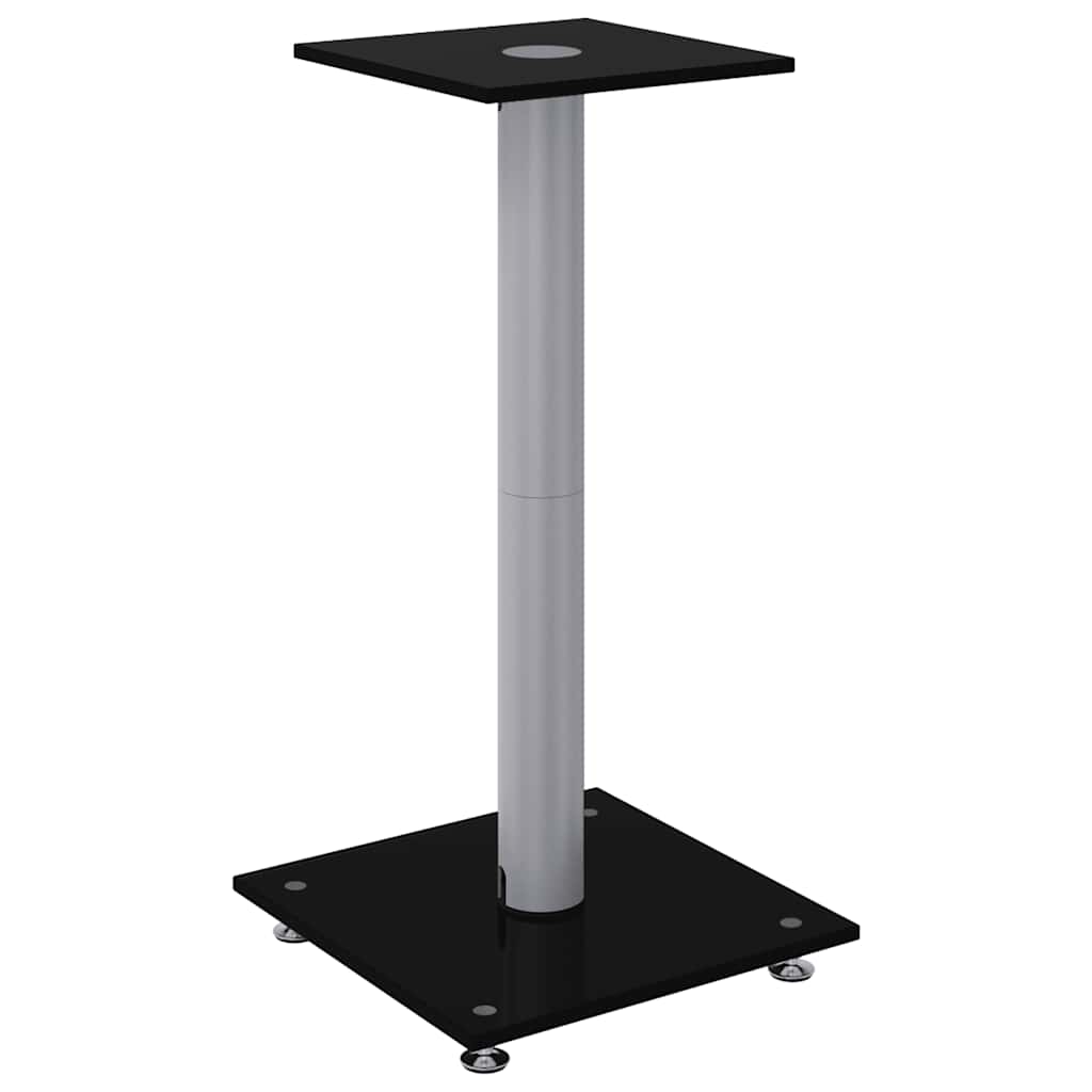 Vidaxl-Lautsprecherständer, 2 Stück, 1 Säule, gehärtetes Glas, Schwarz und Silber