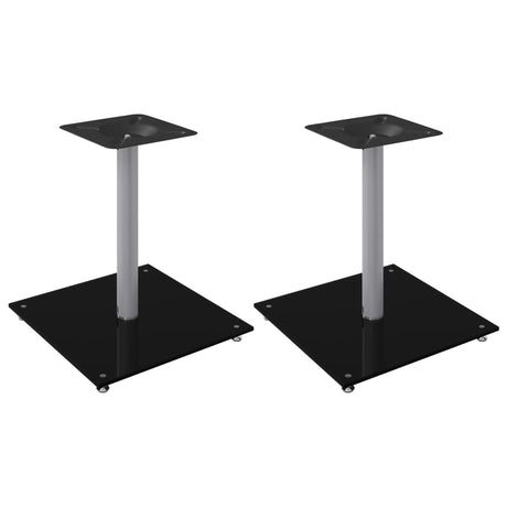 Vidaxl-Lautsprecherständer, 2 Stück, 1 Säule, gehärtetes Glas, Schwarz und Silber