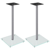 Vidaxl-Lautsprecherständer, 2 Stück, 1 Säule, gehärtetes Glas, silberfarben