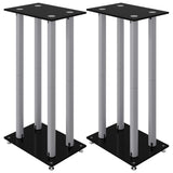 Vidaxl Lautsprecherständer 2 Stück 4 Säulen gehärtetes Glas schwarz silber