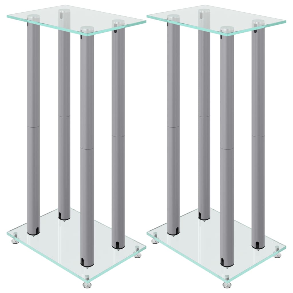 Vidaxl Lautsprecherständer 2 Stück 4 Säulen gehärtetes Glas silberfarben
