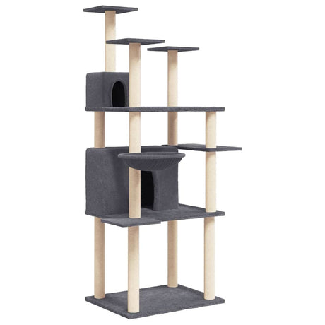 Vidaxl Katzenmöbel mit Sisal-Kratzstämmen 166 cm dunkelgrau