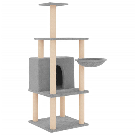 Vidaxl Katzenmöbel mit Sisal-Kratzstämmen 132 cm hellgrau