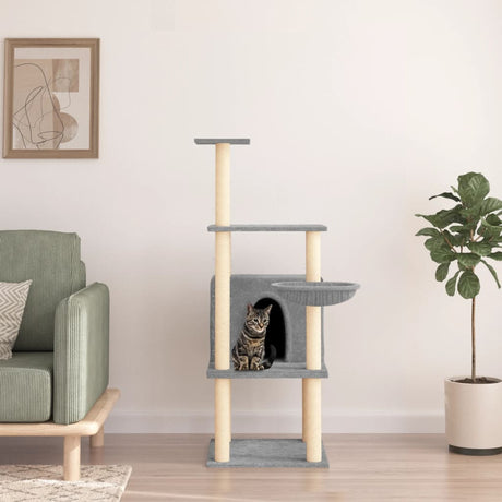 Vidaxl Katzenmöbel mit Sisal-Kratzstämmen 132 cm hellgrau