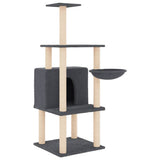 Vidaxl Katzenmöbel mit Sisal-Kratzstämmen 132 cm dunkelgrau