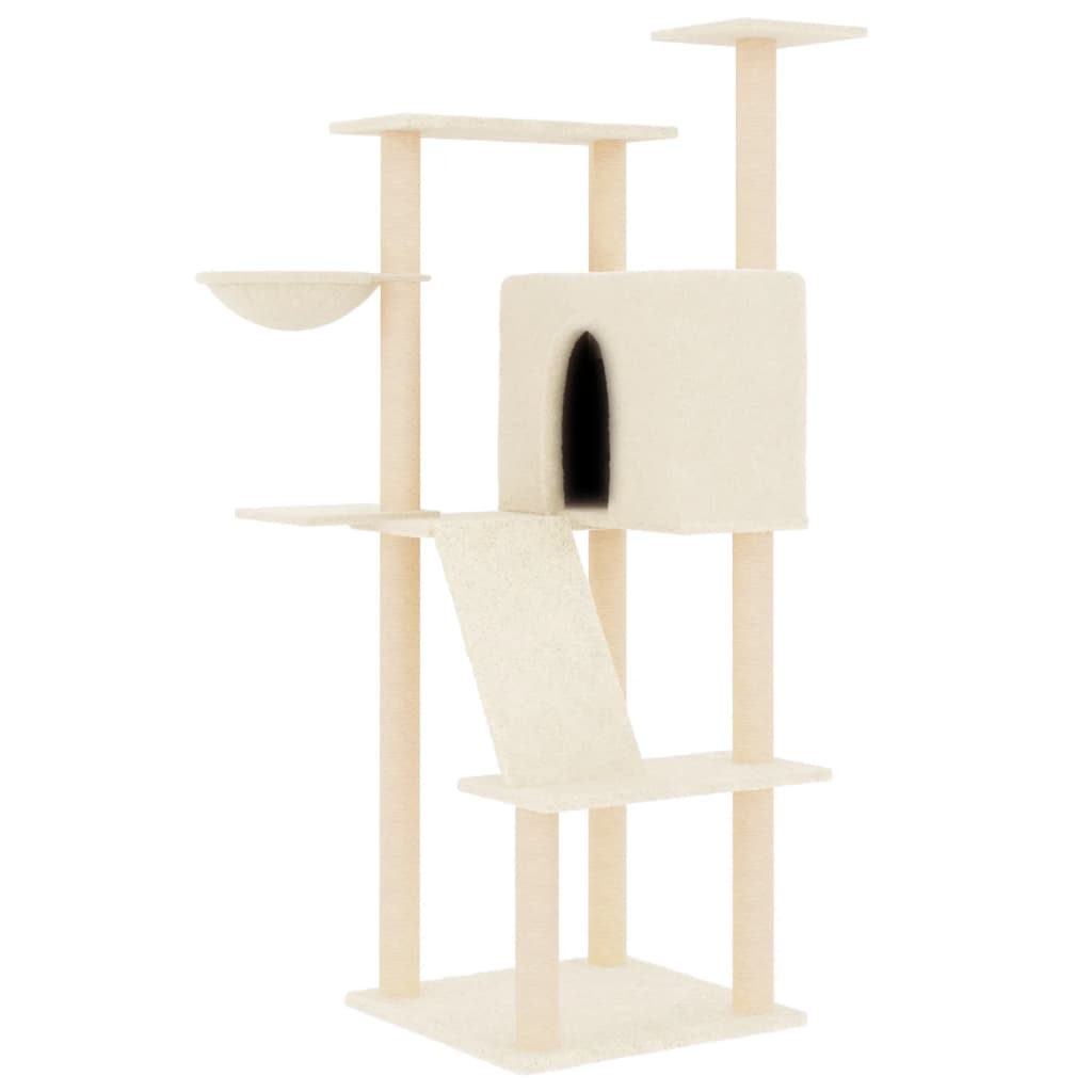 Vidaxl Katzenmöbel mit Sisal-Kratzstämmen 143 cm cremefarben