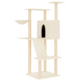Vidaxl Katzenmöbel mit Sisal-Kratzstämmen 143 cm cremefarben
