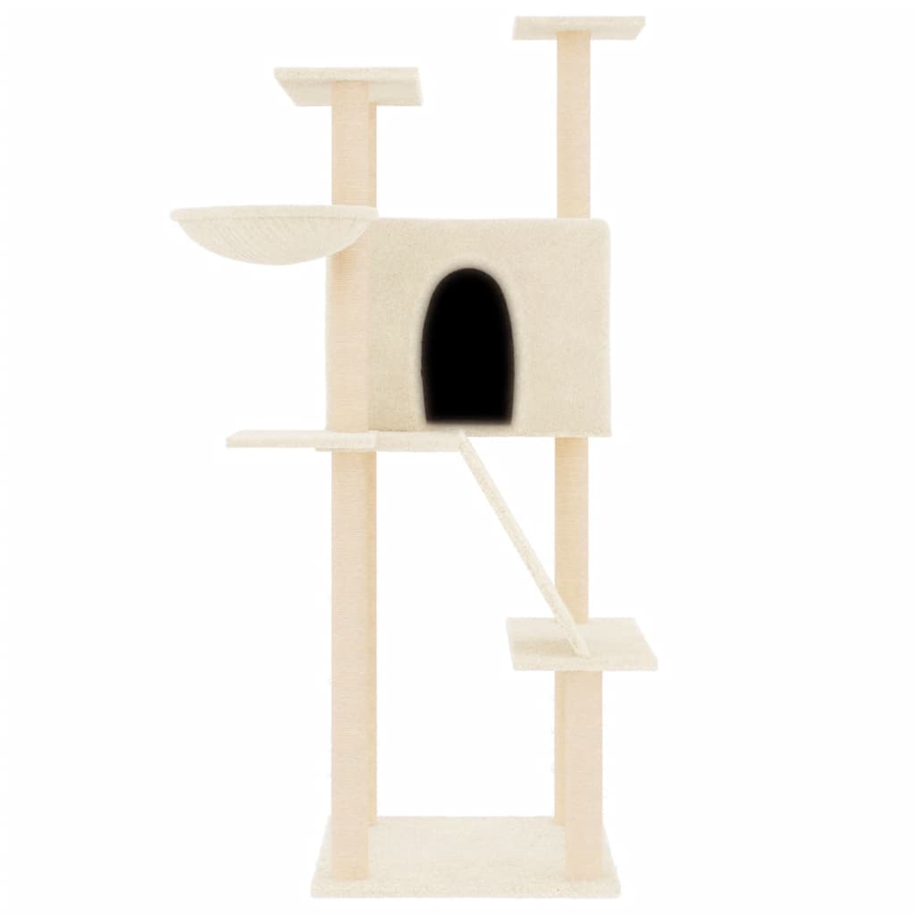 Vidaxl Katzenmöbel mit Sisal-Kratzstämmen 143 cm cremefarben