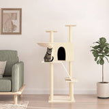 Vidaxl Katzenmöbel mit Sisal-Kratzstämmen 143 cm cremefarben