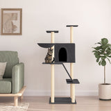 Vidaxl Katzenmöbel mit Sisal-Kratzstämmen 143 cm dunkelgrau