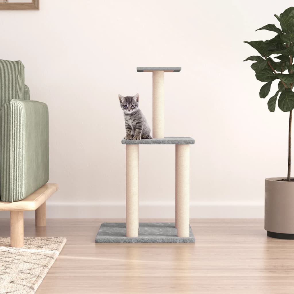 Muebles de gato de Vidaxl con postes de rascado de sisal 85.5 cm de gris claro