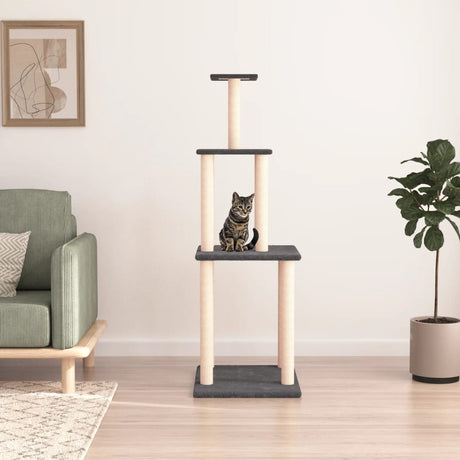 Vidaxl Katzenmöbel mit Sisal-Kratzstämmen 149 cm dunkelgrau