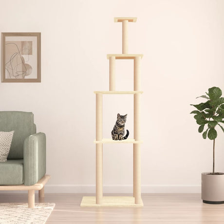 Vidaxl Katzenmöbel mit Sisal-Kratzstämmen 183 cm cremefarben