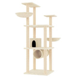 Vidaxl Katzenmöbel mit Sisal-Kratzstämmen 141 cm cremefarben
