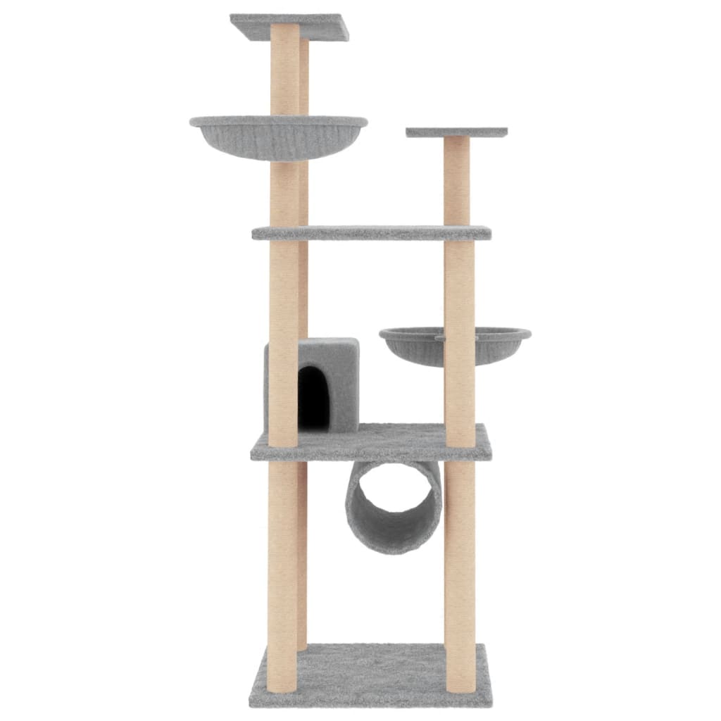 Vidaxl Katzenmöbel mit Sisal-Kratzstämmen 141 cm hellgrau