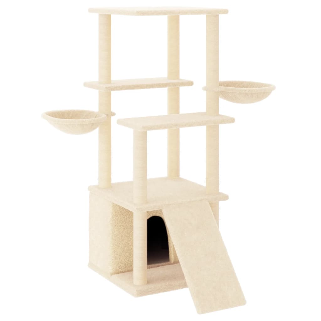 Muebles de gato de Vidaxl con postes de rascado de sisal 133 cm de crema