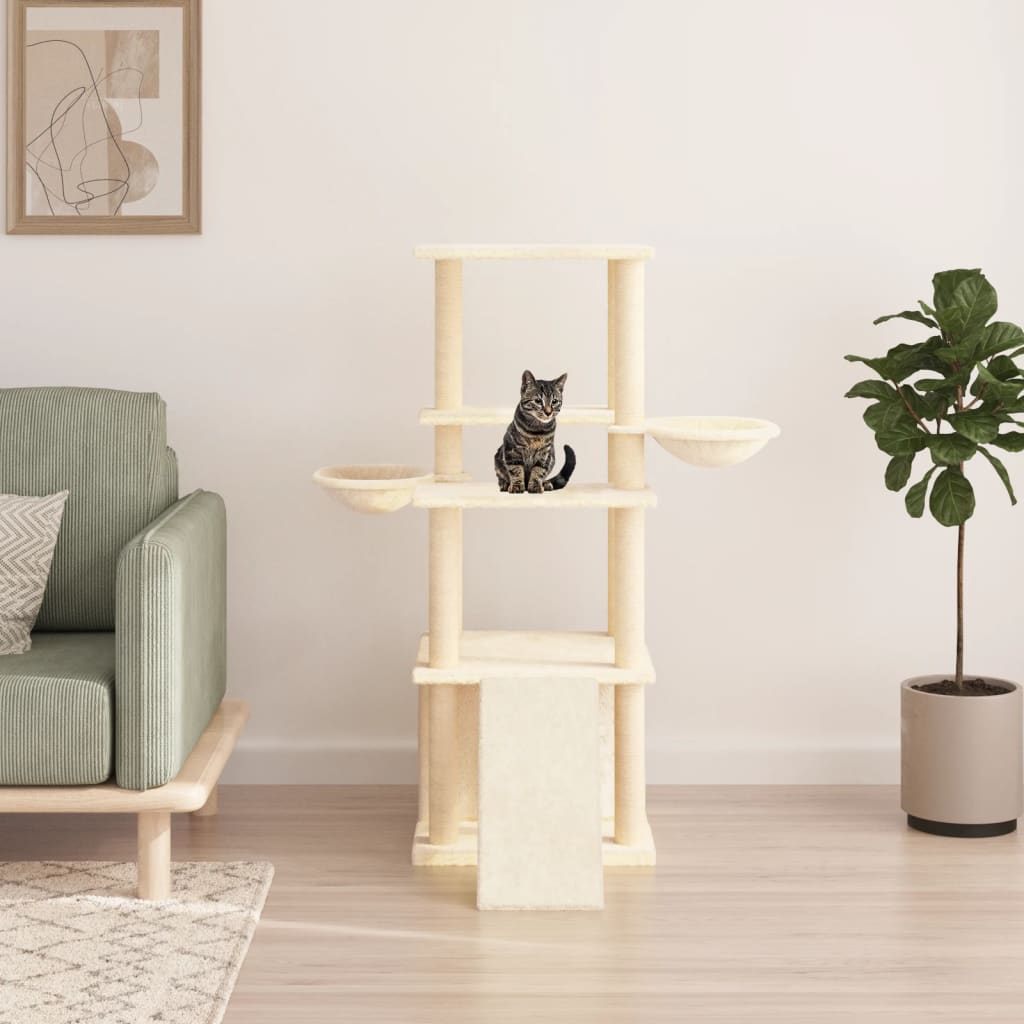 Vidaxl Katzenmöbel mit Sisal-Kratzstämmen 133 cm cremefarben