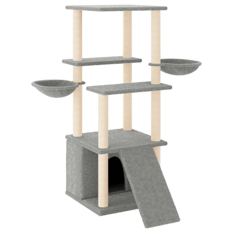 Vidaxl Katzenmöbel mit Sisal-Kratzstämmen 133 cm hellgrau