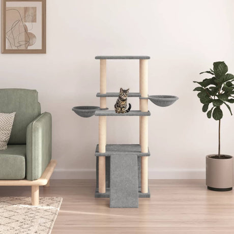 Vidaxl Katzenmöbel mit Sisal-Kratzstämmen 133 cm hellgrau