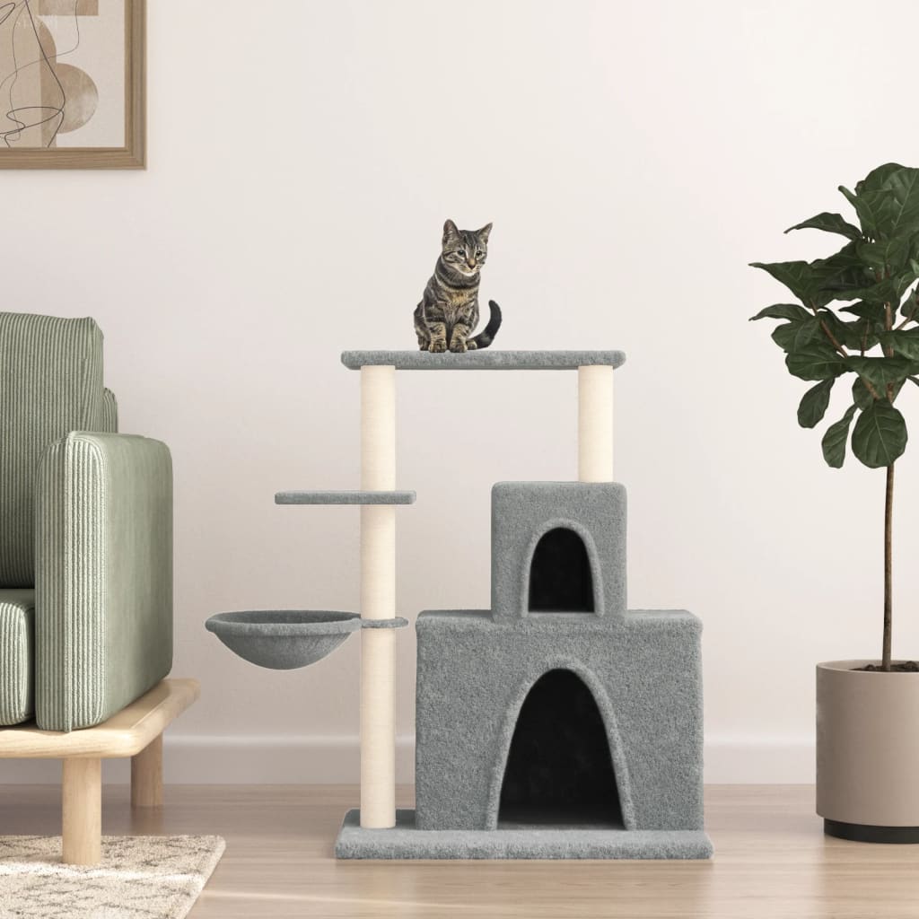 Muebles de gato de Vidaxl con postes de rascado de sisal 83 cm de gris claro