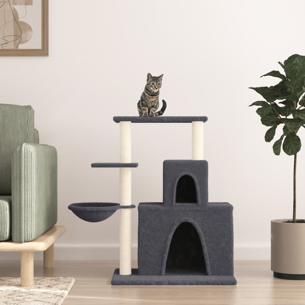 Muebles de gato de Vidaxl con postes de rascado de sisal 83 cm de gris oscuro