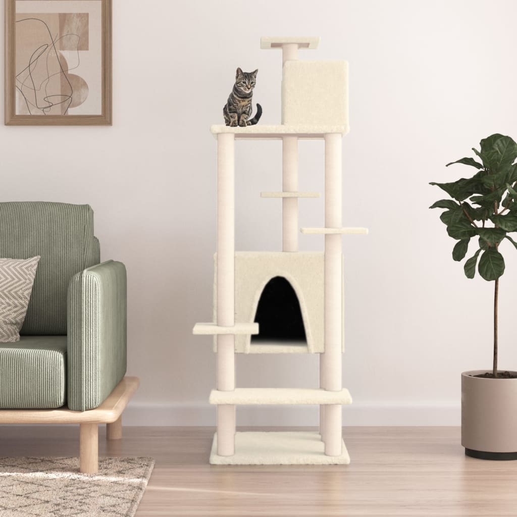 Vidaxl Cat Furniture avec Sisal Scratch Posts 154 cm Crème -Colored