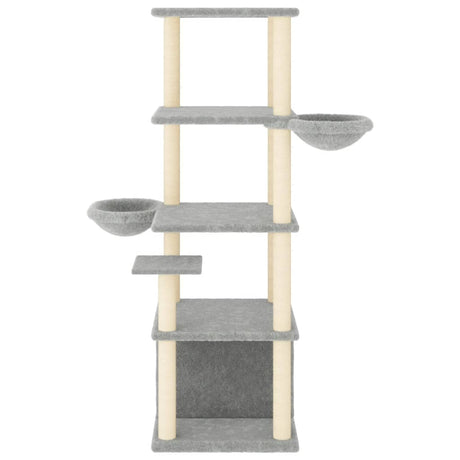 Vidaxl Katzenmöbel mit Sisal-Kratzstämmen 147 cm hellgrau