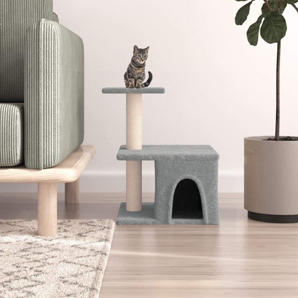 Muebles de gato de Vidaxl con postes de rascado de sisal 48 cm de gris claro