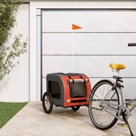 Vidaxl Dog Bike Trailer Oxford Fabric und Eisenorange und Grau