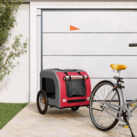 Vidaxl Dog Bike Trailer Oxford Fabric und Eisenrot und Grau