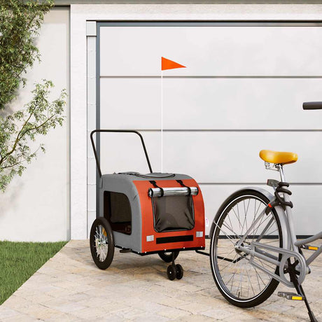 Vidaxl Dog Bike Trailer Oxford Fabric und Eisenorange und Grau