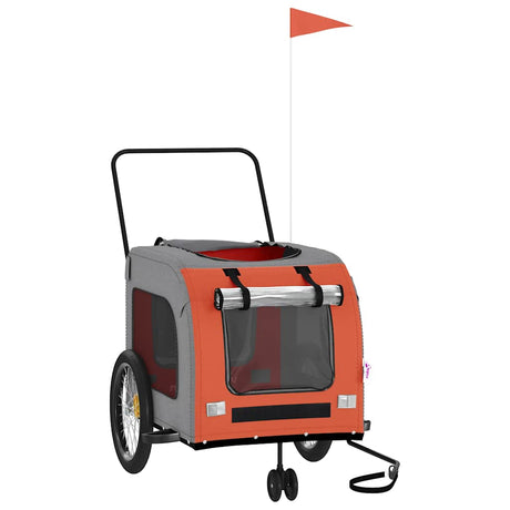 Vidaxl Dog Bike Trailer Oxford Fabric und Eisenorange und Grau