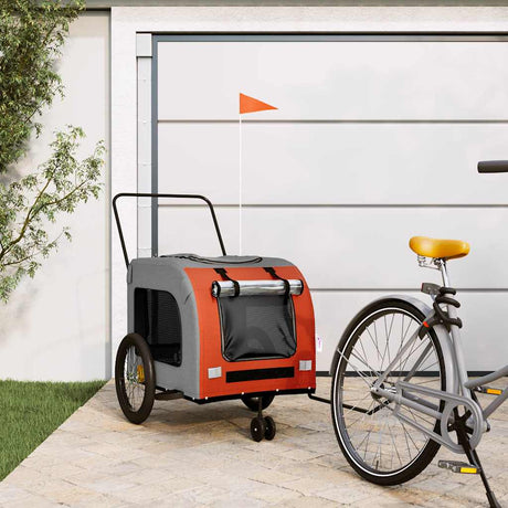Vidaxl Dog Bike Trailer Oxford Fabric und Eisenorange und Grau