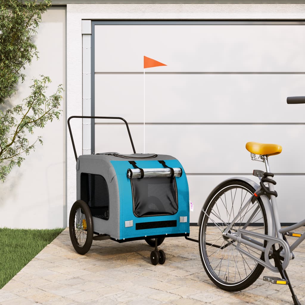 VidaXL Dog bike trailer Oxford fabric and iron blue and gray