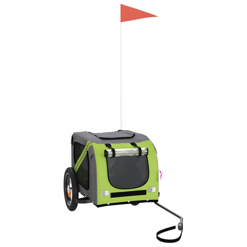 Vidaxl Dog Bike Trailer Oxford Fabric und Eisengrün und Grau