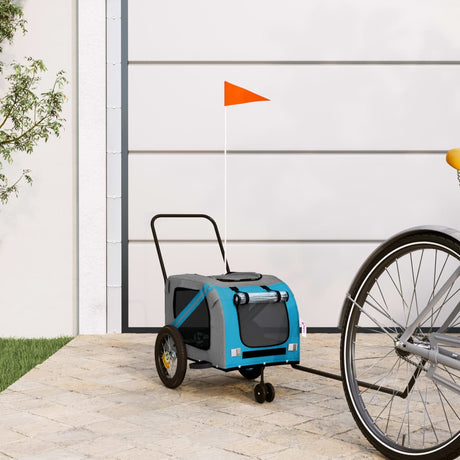 Vidaxl Dog Bike Trailer Oxford Stoff und Eisenblau und Schwarz