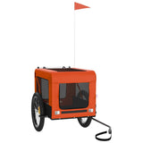 VidaXL Fahrradanhänger für Hunde, Oxford-Stoff und Eisen, Orange und Schwarz