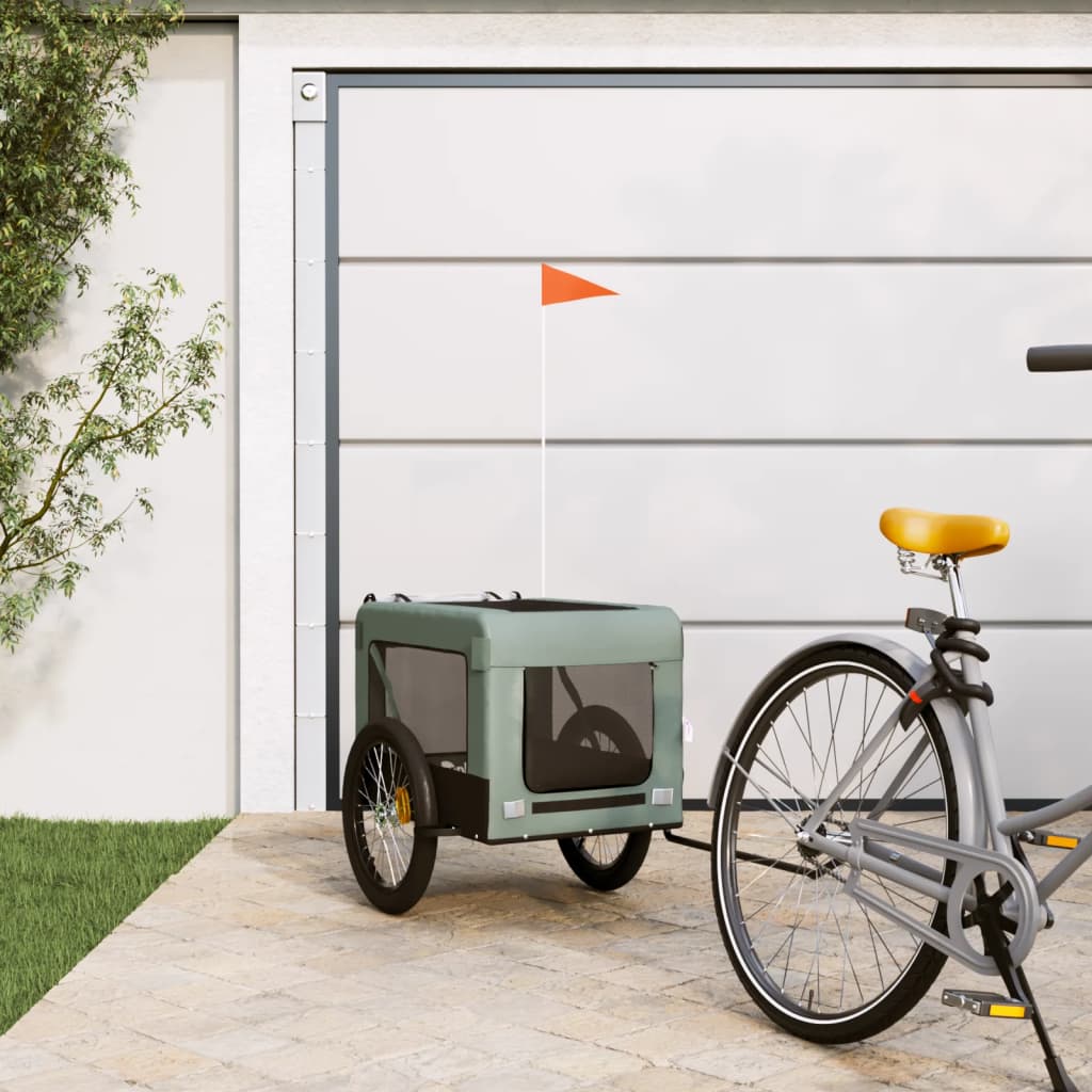 Vidaxl Dog Bike Trailer Oxford Tessuto e ferro grigio e nero