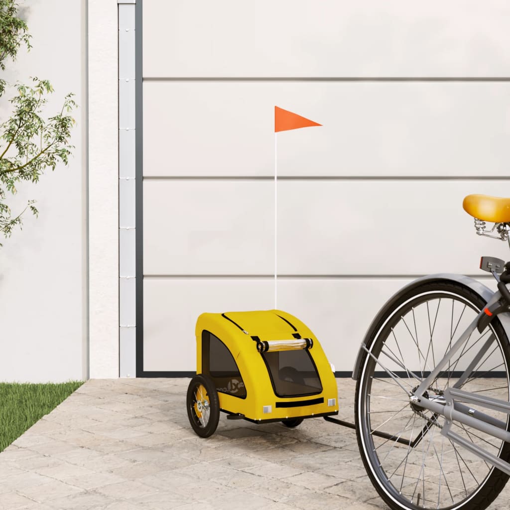 Vidaxl Dog Bike Trailer Oxford Fabric et Iron Yellow