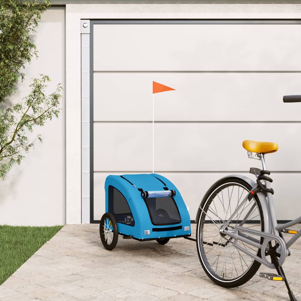 Vidaxl hondenfietstrailer oxford stof en ijzer blauw