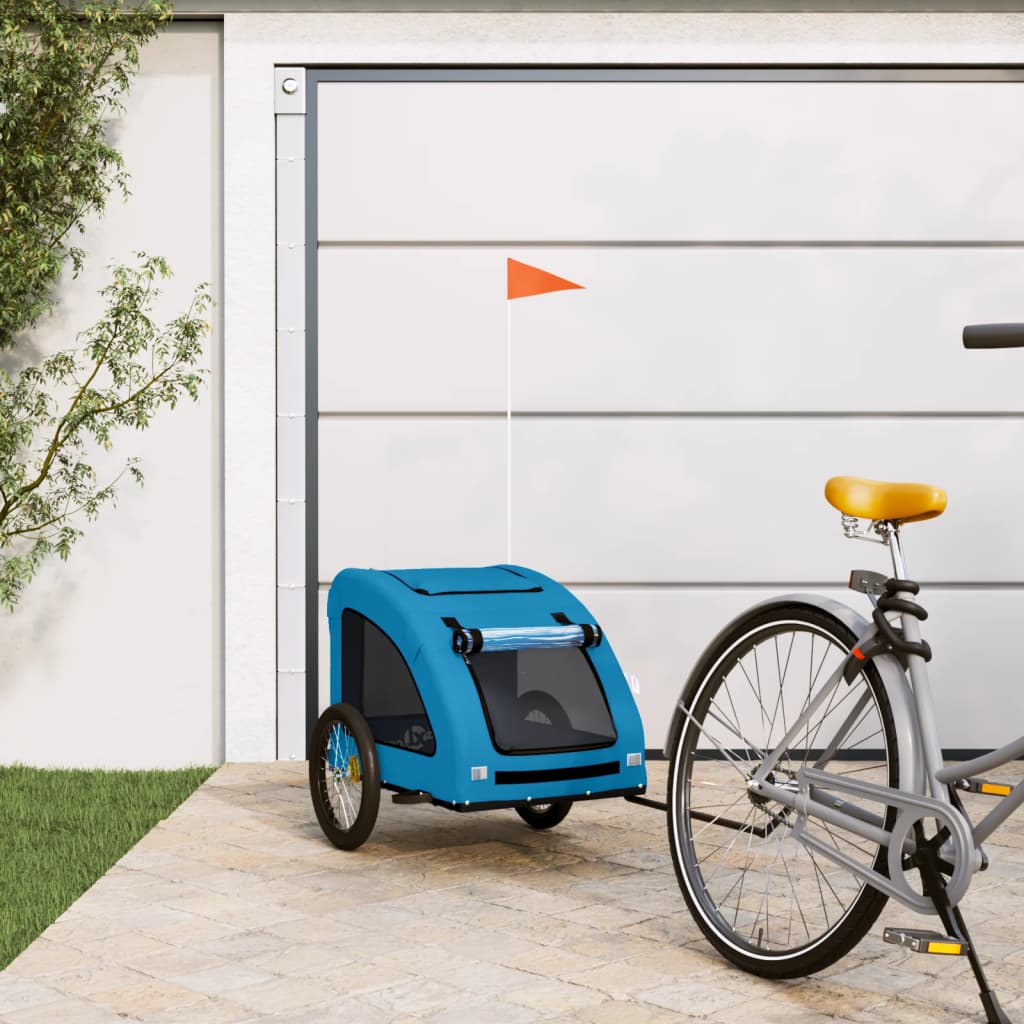 Vidaxl Dog Bike Trailer Oxford Fabric und Eisenblau