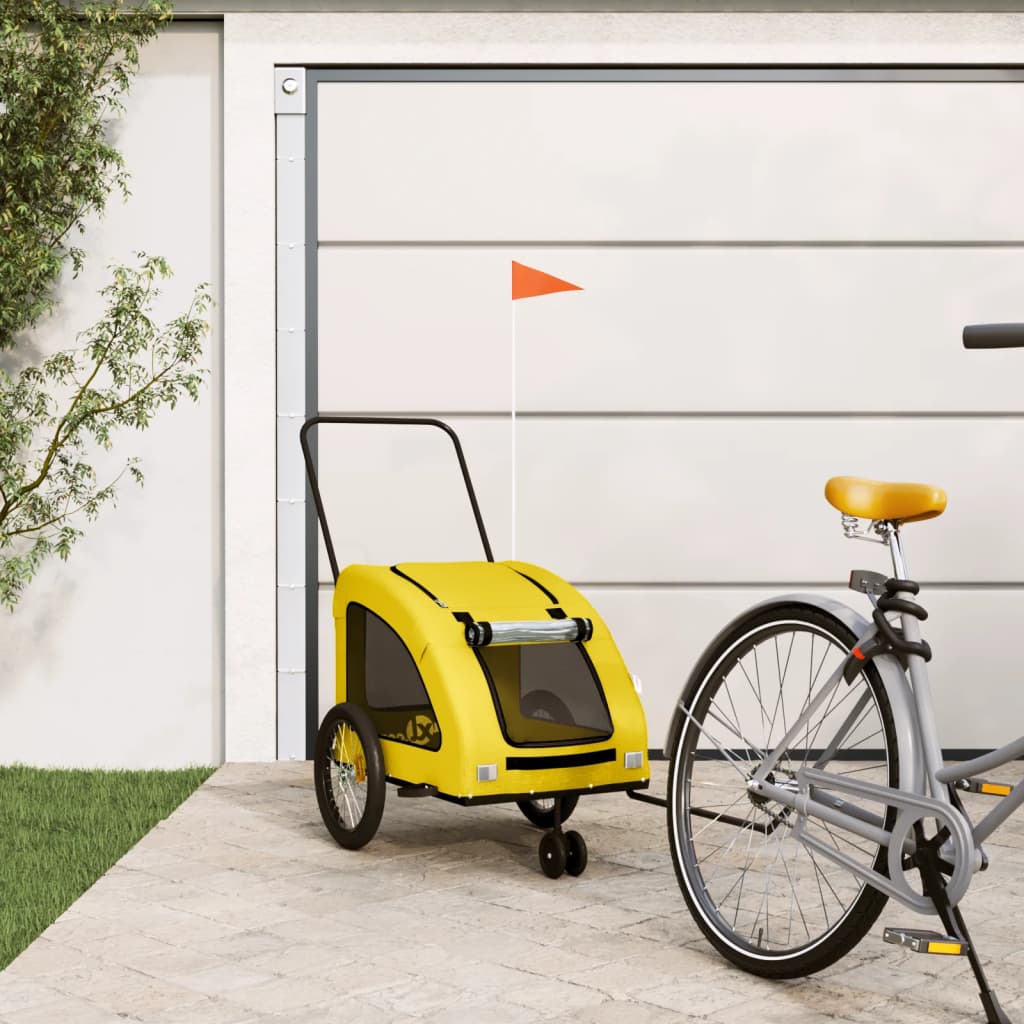 Vidaxl Dog Bike Trailer Oxford Fabric et Iron Yellow